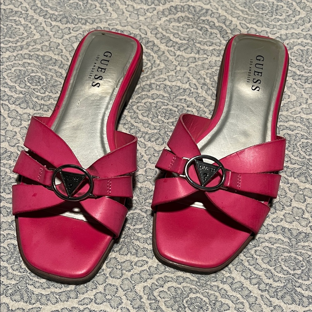 Guess Fuchsia Slide Sandals